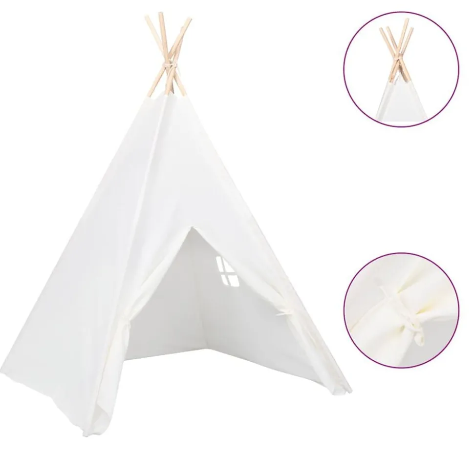 vidaXL Kindertipitent met tas 120x120x150 cm peachskin wit