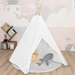 vidaXL Kindertipitent met tas 120x120x150 cm peachskin wit