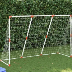 vidaXL Kindervoetbaldoel met ballen 2-in-1 184x64x124 cm wit