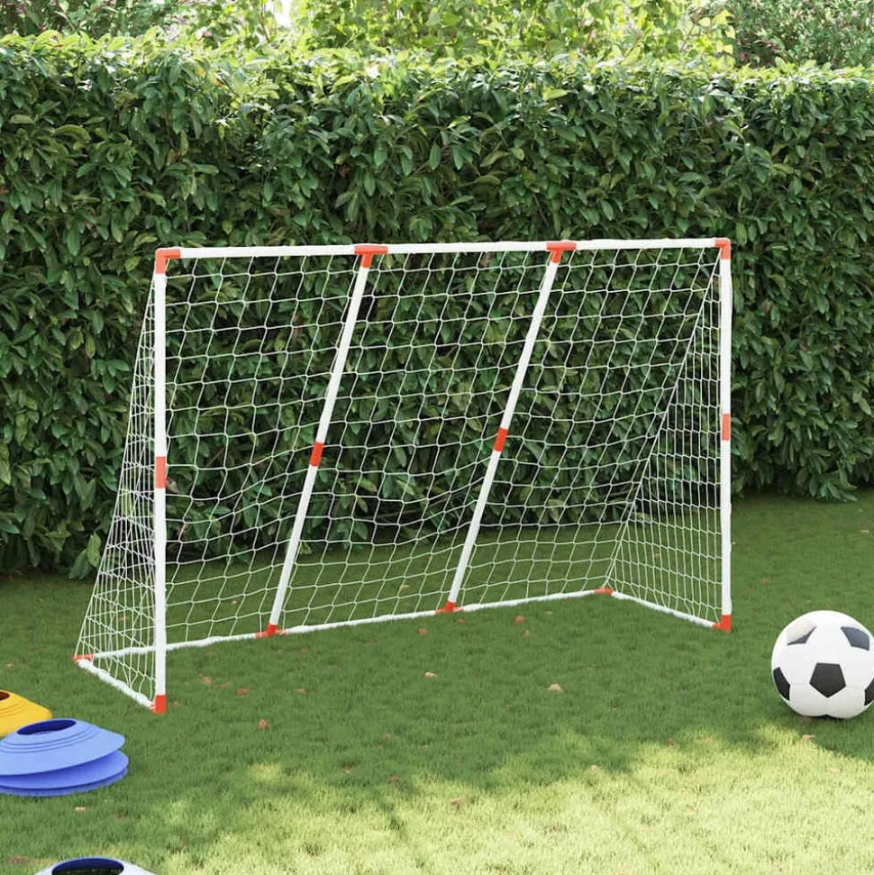 vidaXL Kindervoetbaldoel met ballen 2-in-1 184x64x124 cm wit