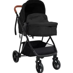 vidaXL Kinderwagen 3-in-1 staal antracietkleurig en zwart