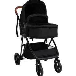 vidaXL Kinderwagen 3-in-1 staal antracietkleurig en zwart