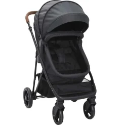 vidaXL Kinderwagen 2-in-1 staal antracietkleurig en zwart