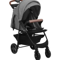 vidaXL Kinderwagen 3-in-1 staal lichtgrijs