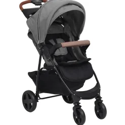 vidaXL Kinderwagen 3-in-1 staal lichtgrijs