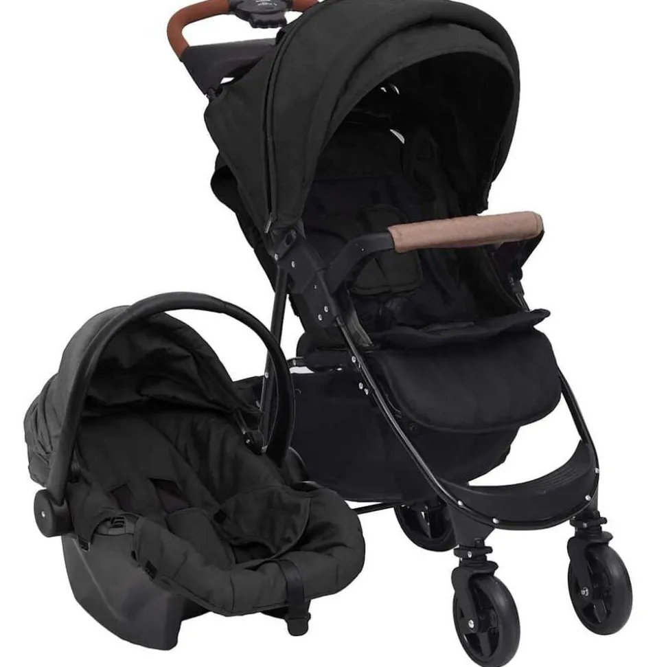 vidaXL Kinderwagen 3-in-1 staal antracietkleurig