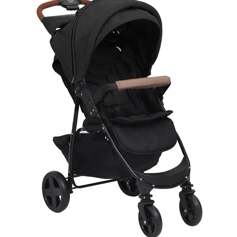 vidaXL Kinderwagen 3-in-1 staal antracietkleurig