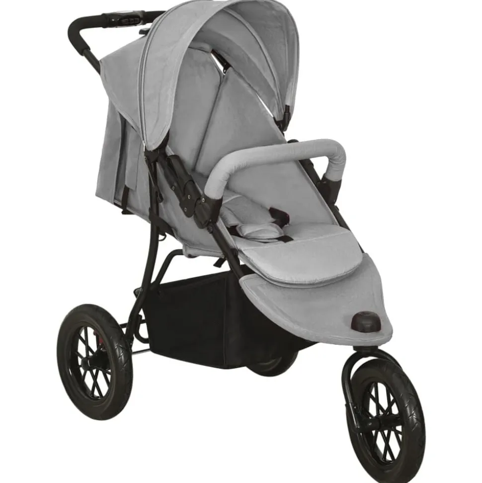 vidaXL Kinderwagen staal lichtgrijs