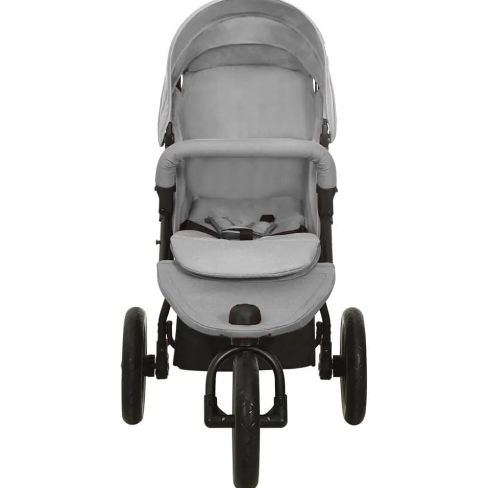 vidaXL Kinderwagen staal lichtgrijs