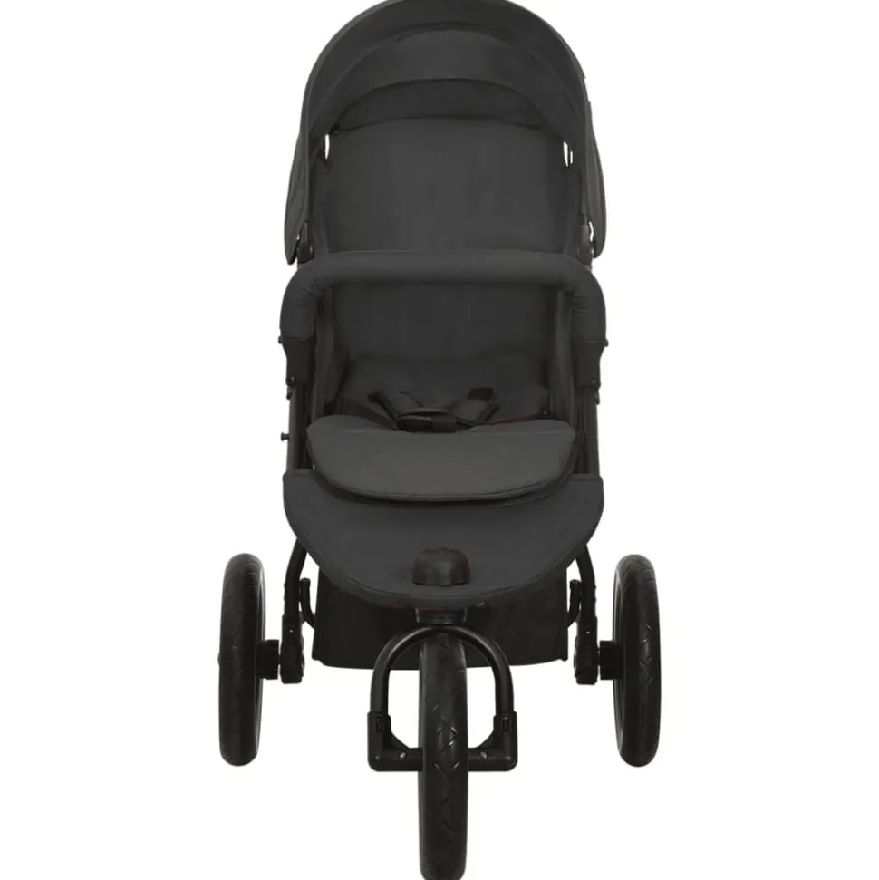 vidaXL Kinderwagen staal antracietkleurig
