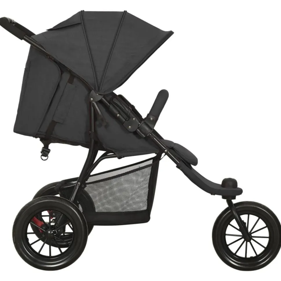 vidaXL Kinderwagen staal antracietkleurig