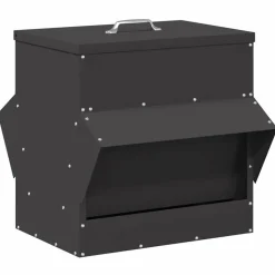 vidaXL Kip voerbak Zwart 40,5 x 45 x 41 cm Koudgewalst Staal