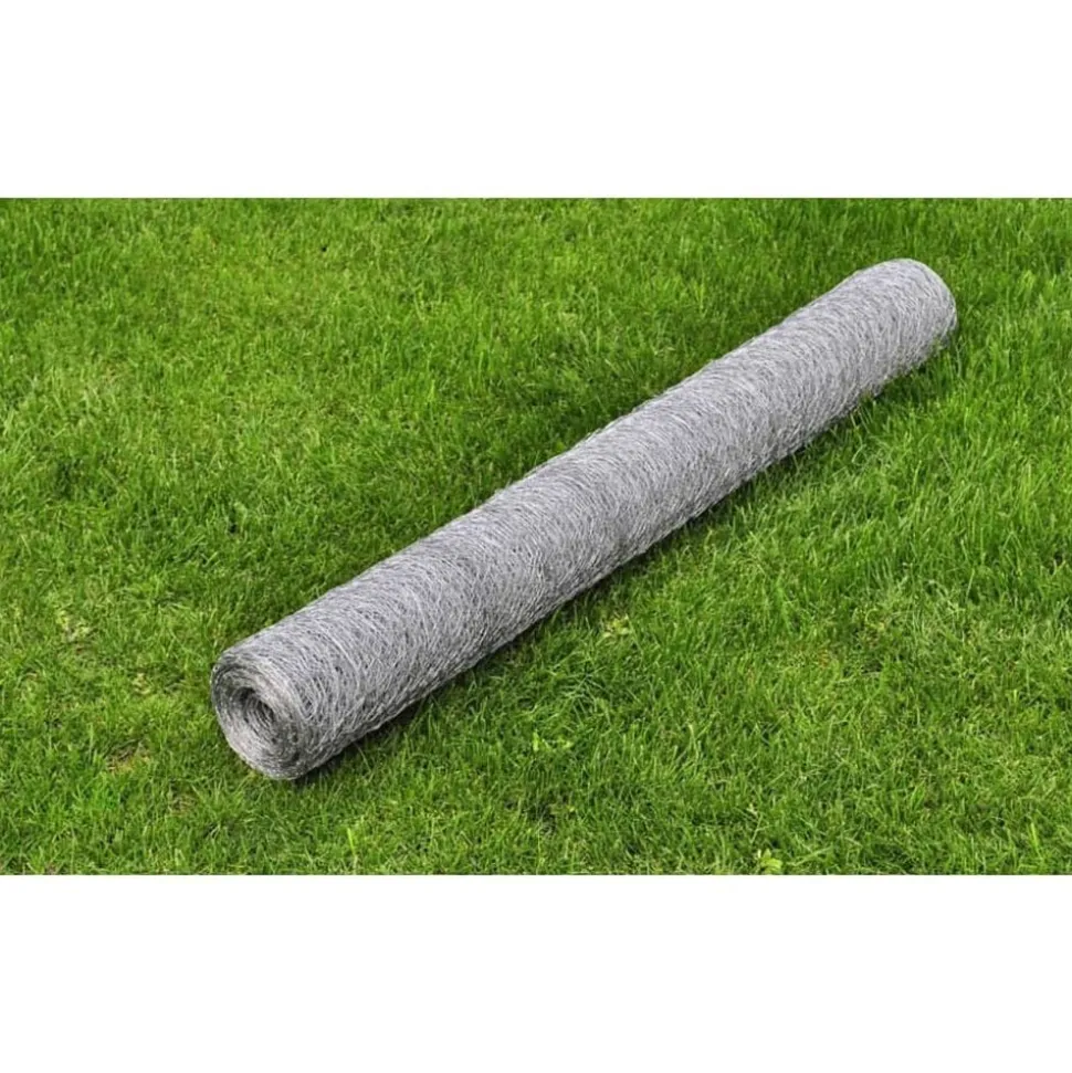 vidaXL Kippengaas 25x0,5 m gegalvaniseerd staal zilverkleurig