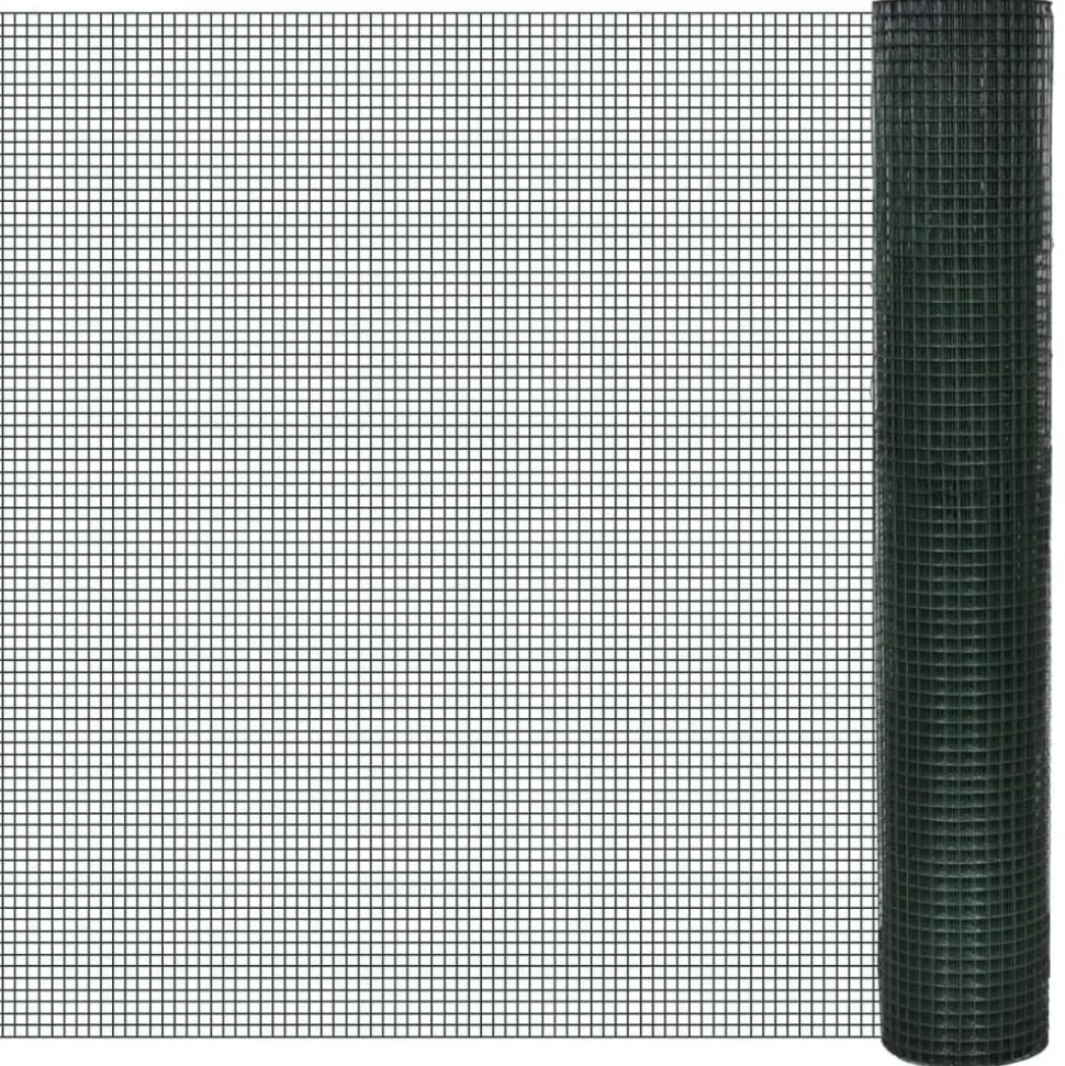vidaXL Kippengaas 10x1 m gegalvaniseerd staal met PVC-coating groen