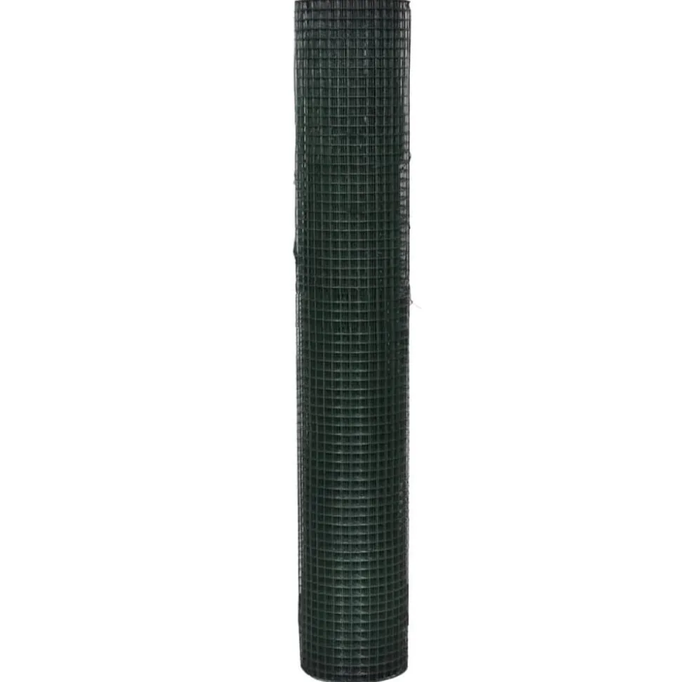 vidaXL Kippengaas 10x1 m gegalvaniseerd staal met PVC-coating groen