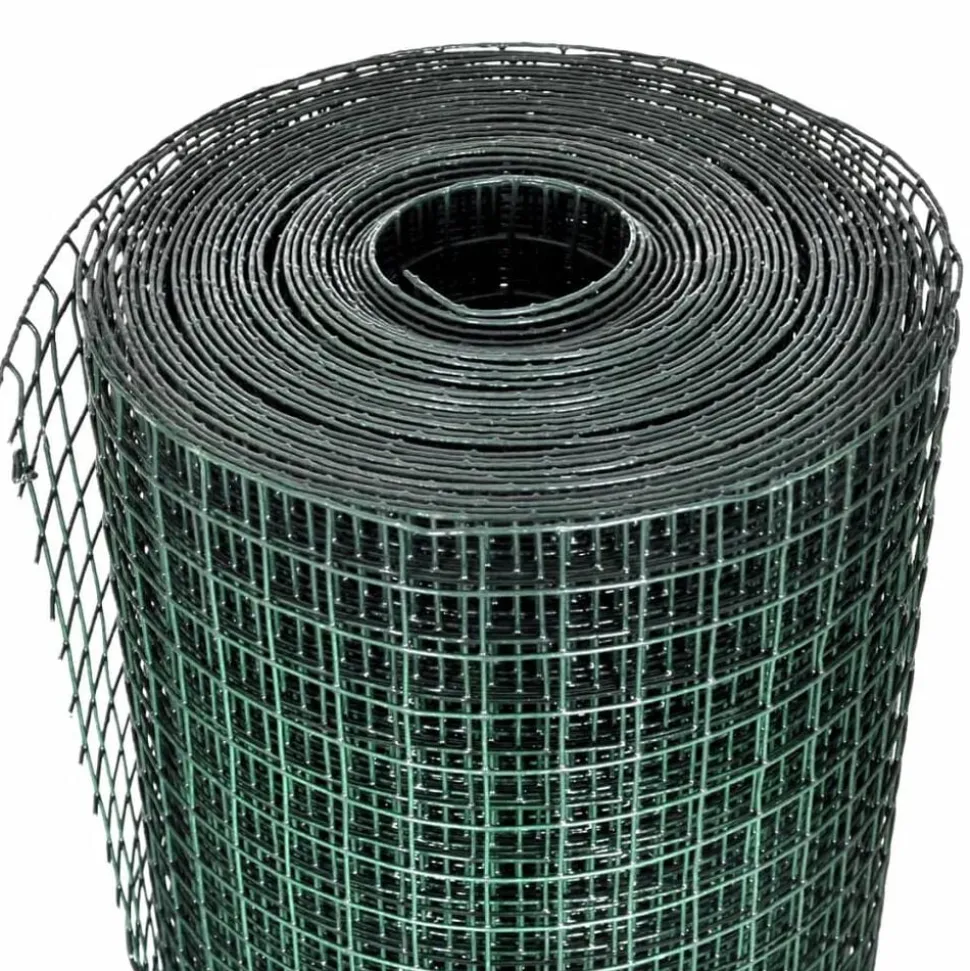 vidaXL Kippengaas 10x1 m gegalvaniseerd staal met PVC-coating groen