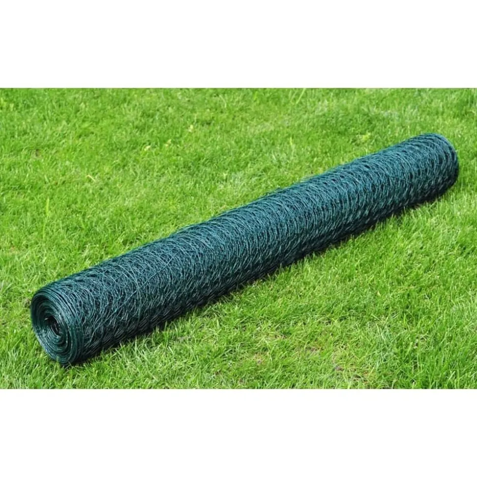 vidaXL Kippengaas 25x0,5 m met PVC coating groen