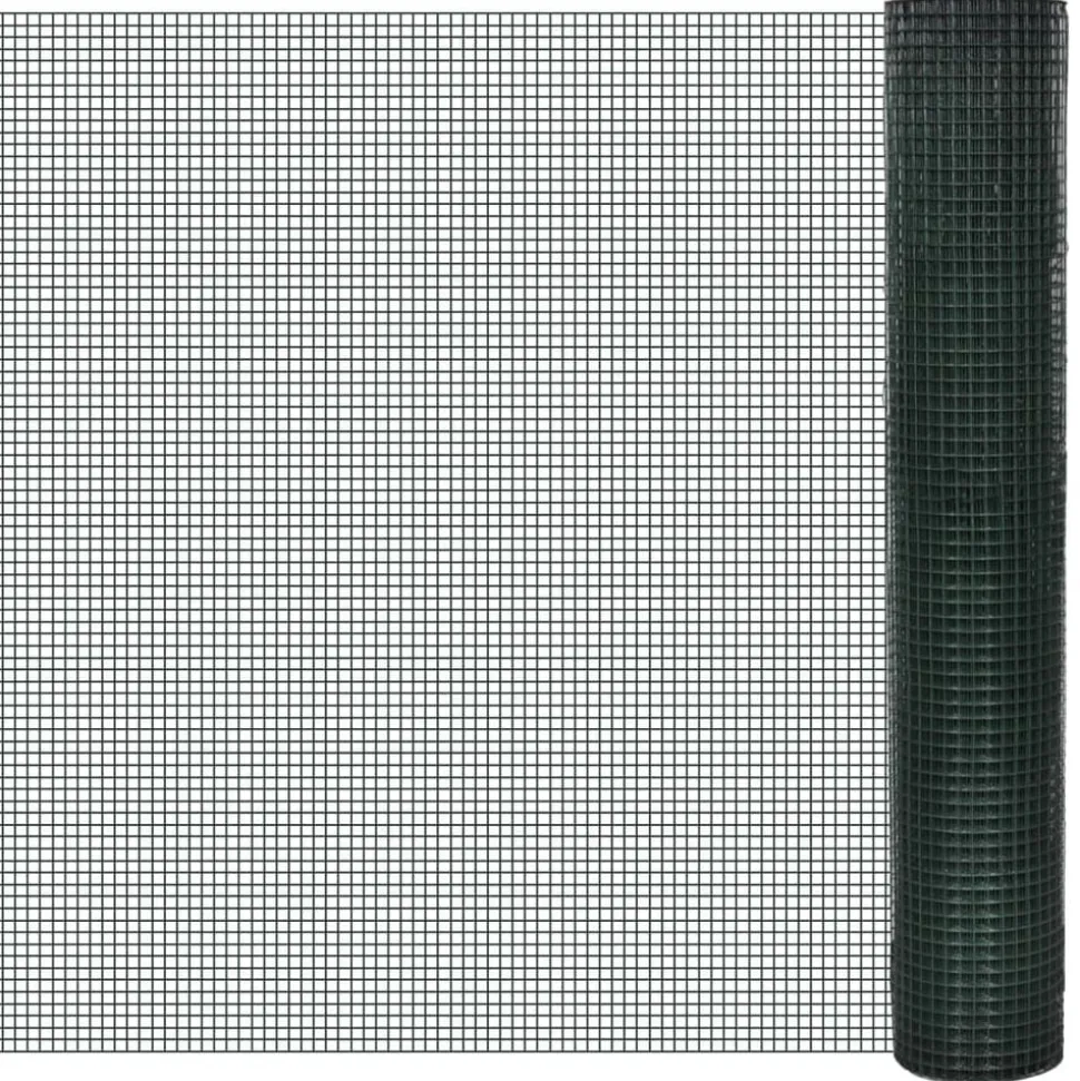 vidaXL Kippengaas 25x0,5 m staal met PVC coating grijs