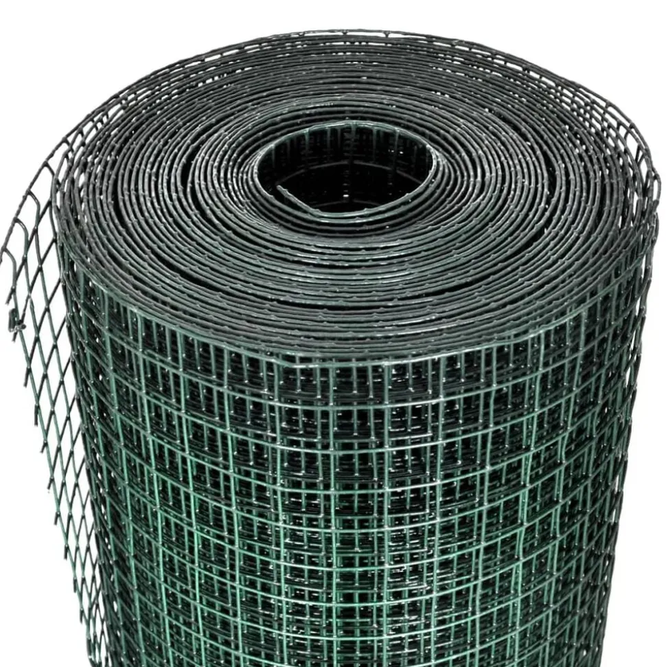 vidaXL Kippengaas 25x0,5 m staal met PVC coating grijs