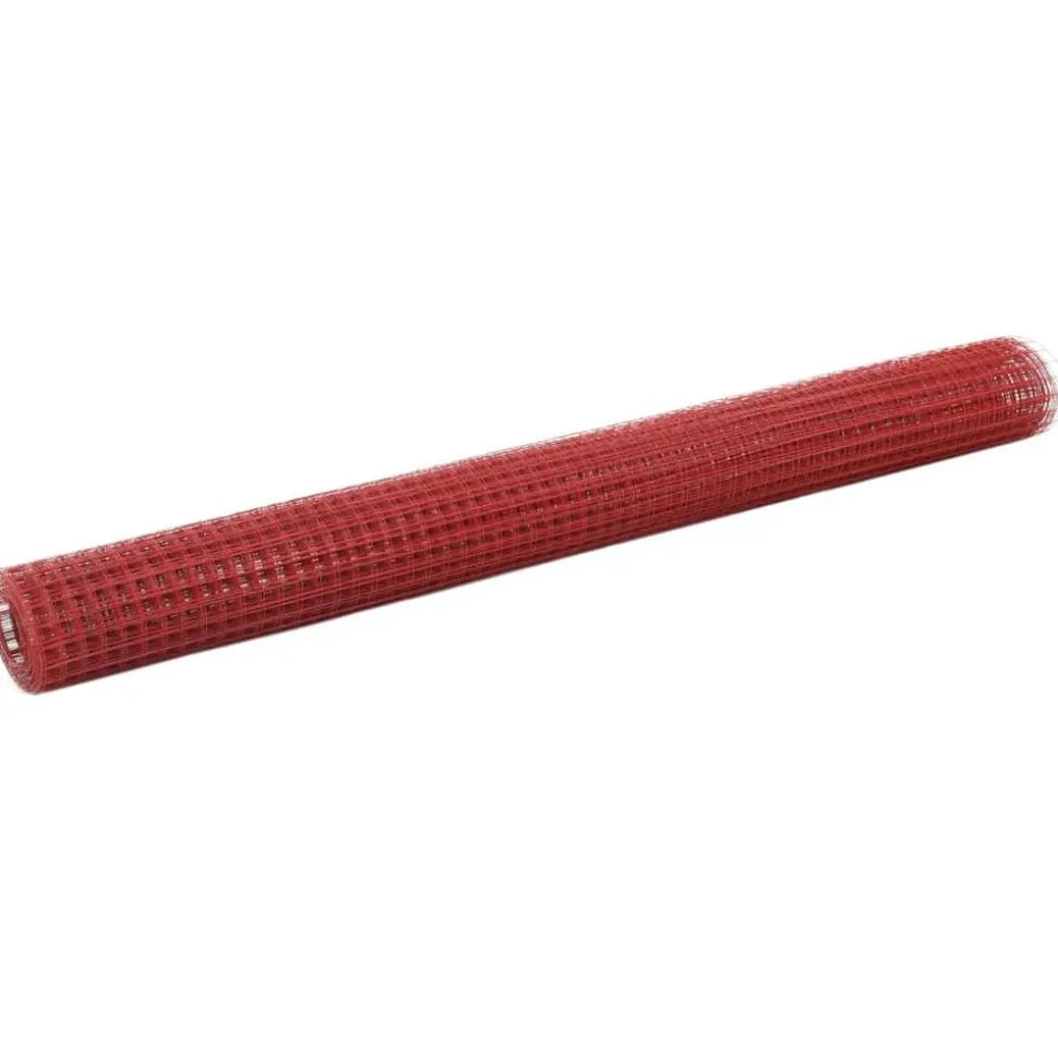 vidaXL Kippengaas 10x1,5 m staal met PVC coating rood