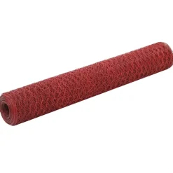 vidaXL Kippengaas 25x1 m staal met PVC coating rood