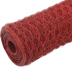 vidaXL Kippengaas 25x1 m staal met PVC coating rood
