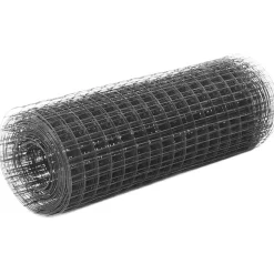 vidaXL Kippengaas 10x0,5 m staal met PVC coating grijs