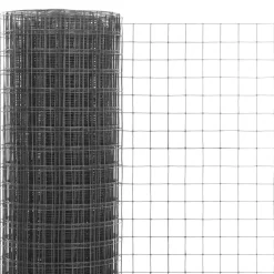 vidaXL Kippengaas 10x0,5 m staal met PVC coating grijs