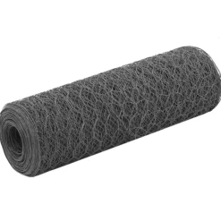 vidaXL Kippengaas 25x0,5 m staal met PVC coating grijs