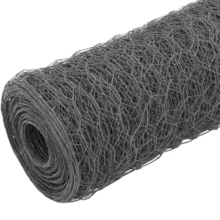 vidaXL Kippengaas 25x0,5 m staal met PVC coating grijs