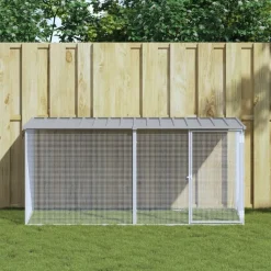 vidaXL Kippenhok met dak lichtgrijs 203x98x90 cm gegalvaniseerd staal