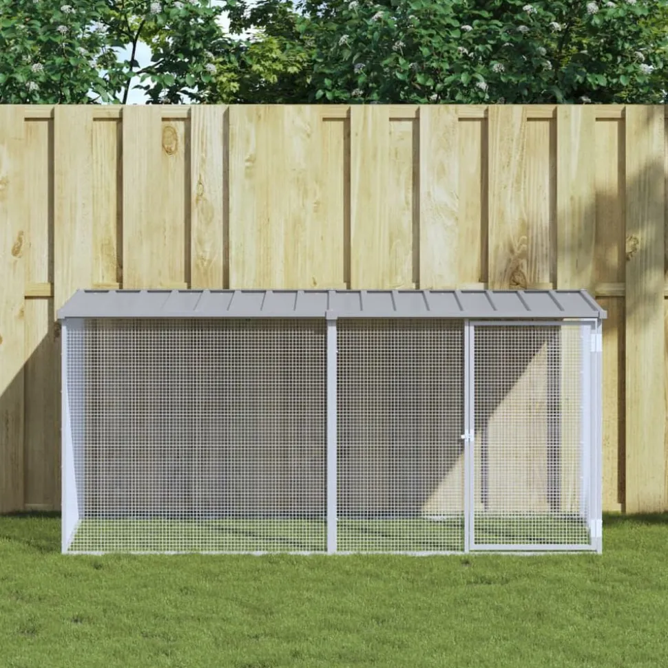 vidaXL Kippenhok met dak lichtgrijs 203x98x90 cm gegalvaniseerd staal