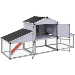 vidaXL Kippenhok met ren en nestkast aluminium
