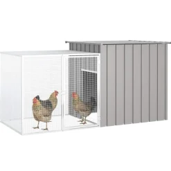 vidaXL Kippenhok 200x91x100 cm gegalvaniseerd staal grijs