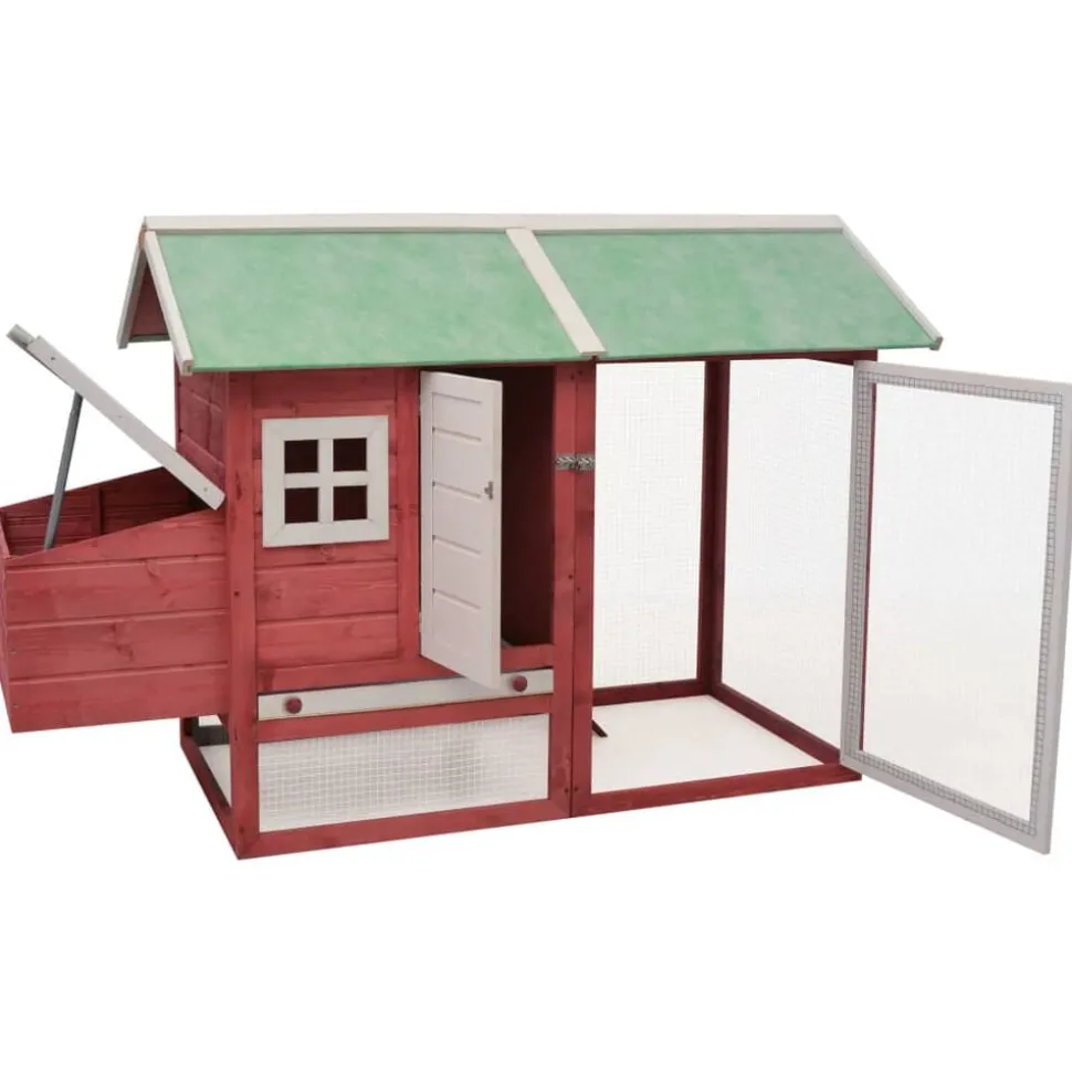 vidaXL Kippenhok 170x81x110 cm massief grenen- en vurenhout rood
