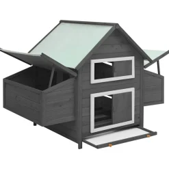 vidaXL Kippenhok 150x96x110 cm massief vurenhout grijs en wit