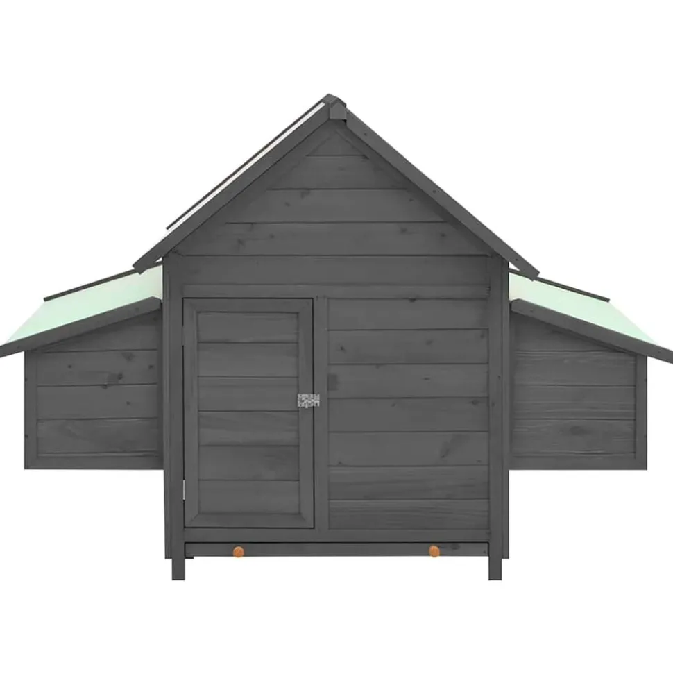 vidaXL Kippenhok 150x96x110 cm massief vurenhout grijs en wit