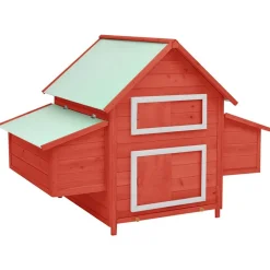 vidaXL Kippenhok 150x96x110 cm massief vurenhout rood en wit