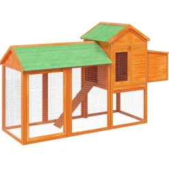 vidaXL Kippenhok 193x65x117 cm massief grenenhout bruin