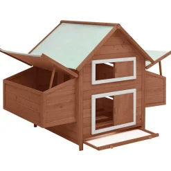 vidaXL Kippenhok 150x96x110 cm massief vurenhout mokkakleurig en wit