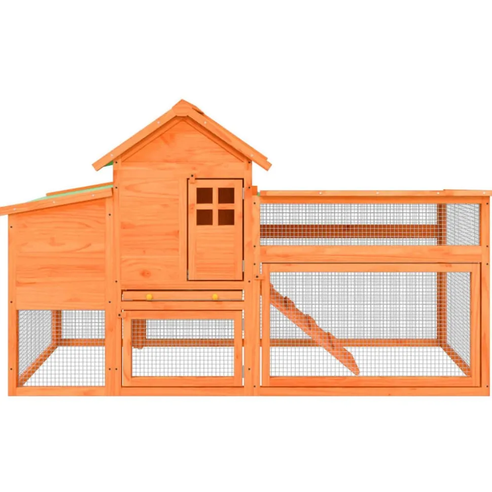 vidaXL Kippenhok 186,5x58,5x113 cm massief grenenhout bruin