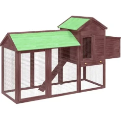 vidaXL Kippenhok 193x65x117 cm massief grenenhout mokkakleurig