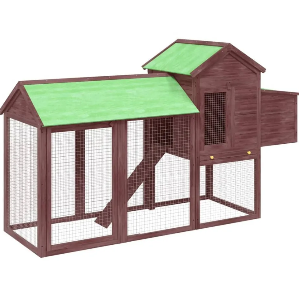 vidaXL Kippenhok 193x65x117 cm massief grenenhout mokkakleurig