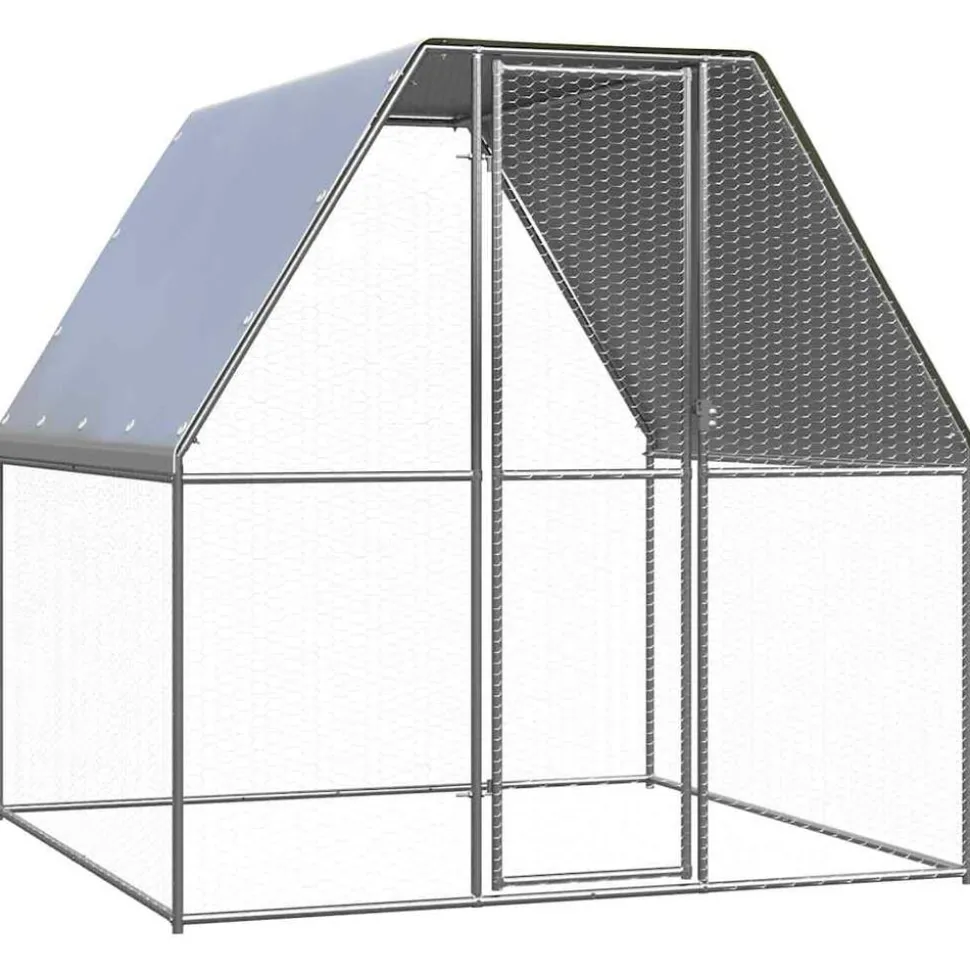 vidaXL Kippenkooi 2x2x2 m gegalvaniseerd staal zilverkleurig en grijs