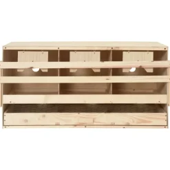 vidaXL Kippenlegkast 3 compartimenten 72x33x38 cm massief grenenhout