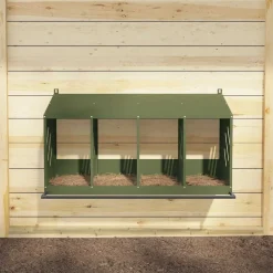 vidaXL Kippennestkastje met 4 vakken olijfgroen metaal
