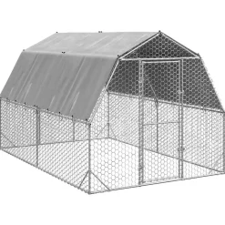 vidaXL Kippenren met dak 2,5x4x2,25 m gegalvaniseerd staal