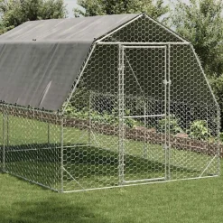 vidaXL Kippenren met dak 2,5x4x2,25 m gegalvaniseerd staal