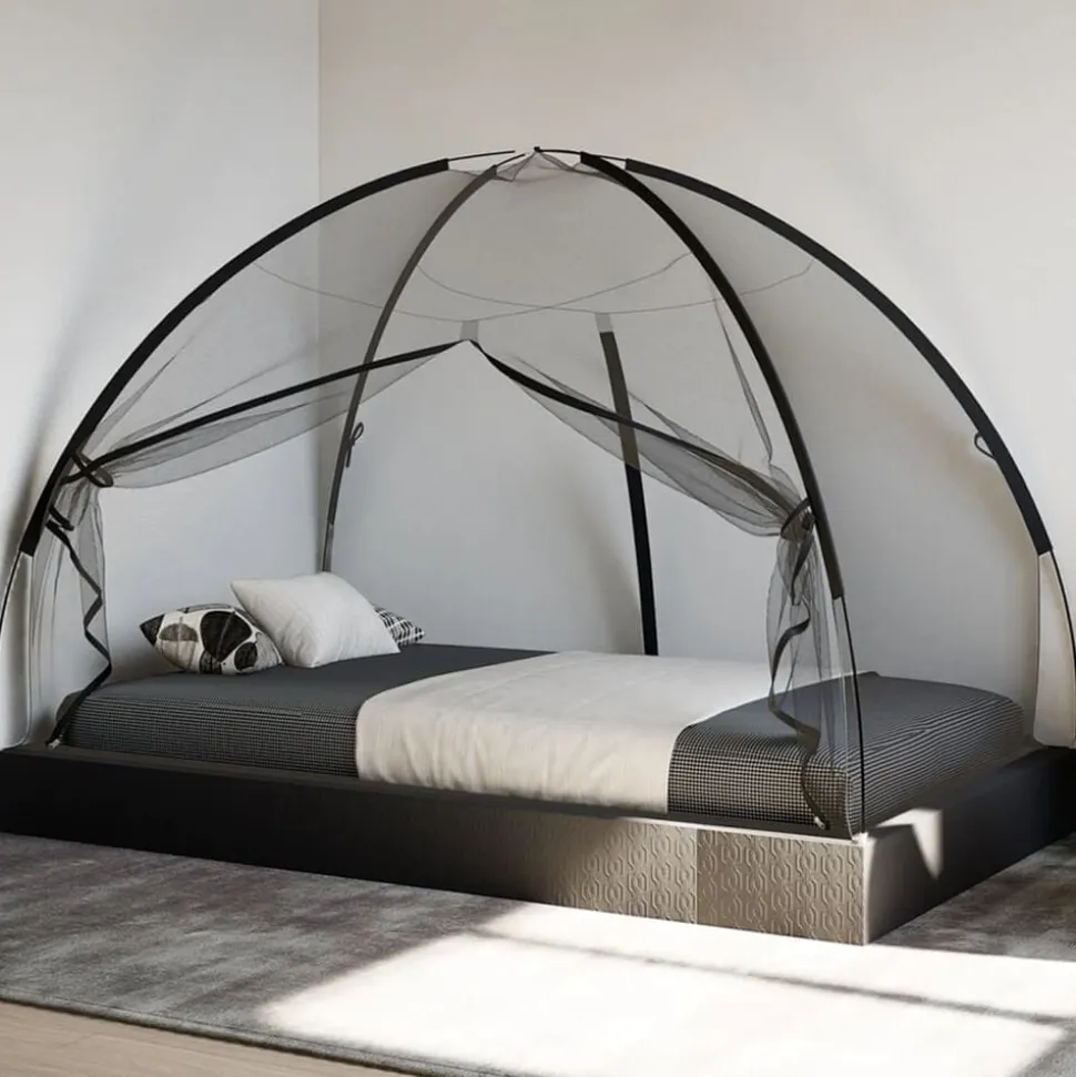 vidaXL Klamboe met deuren Mongolia 220 gaas 200x120x130 cm zwart