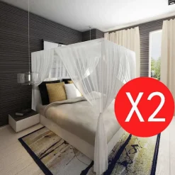 vidaXL Klamboe vierkant met 3 openingen 2 st